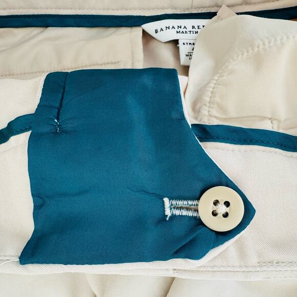 Banana Republic Martin Fit Sand Khaki Straight Wide Leg Trouser Cotton Pants 4 - Picture 9 of 12